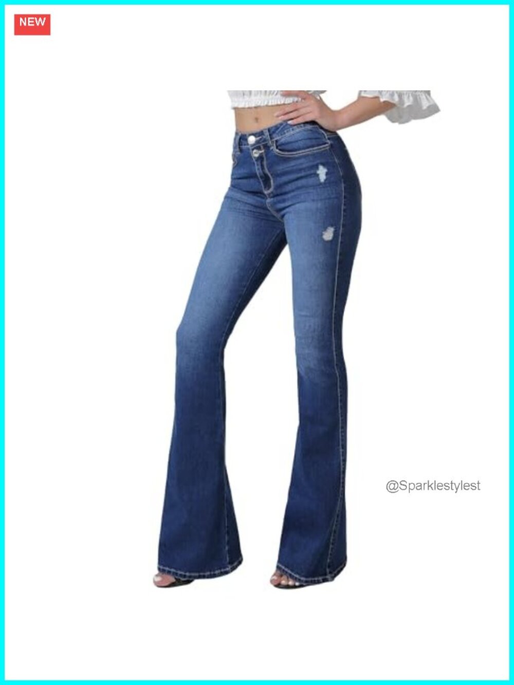 VIPONES Women's Flare Bell Bottom Jeans High Waisted Wide Leg Stretchy Denim